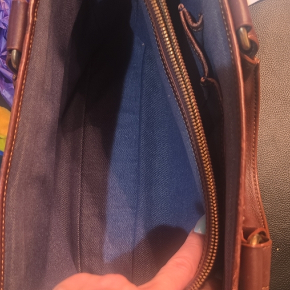 Celine Blue and Brown Satchel with Geometric Pattern AUTHENTIC - Picture 10 of 16